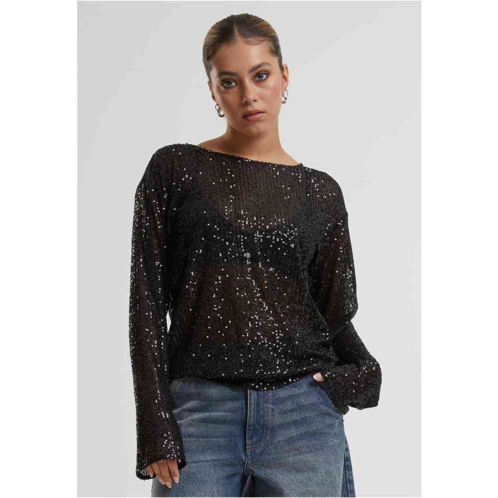 Urban Classics - Sequins Longsleeve top - Zwart